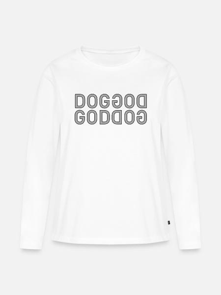God Dog Spiegel-Typografie - Frauen Premium Bio Langarmshirt - Weiß