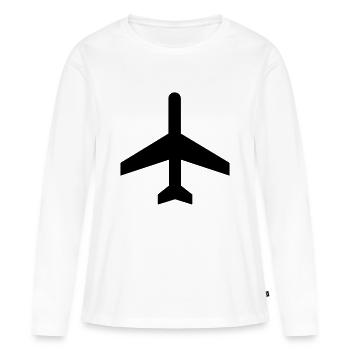 Flugzeug,Jet,Flughafen,Landebahn - Frauen Premium Bio Langarmshirt - Weiß - Vorne - Julia (174cm)