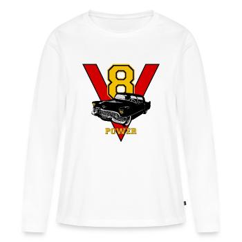 v8 - T-shirt manches longues Premium bio Femme - blanc - Devant - Julia (174cm)