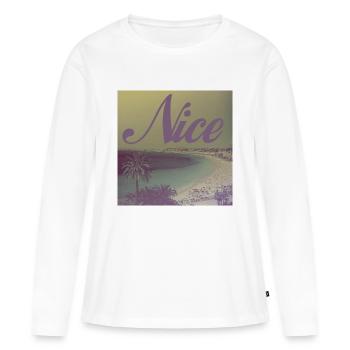 Nice vintage - T-shirt manches longues Premium bio Femme - blanc - Devant - Julia (174cm)