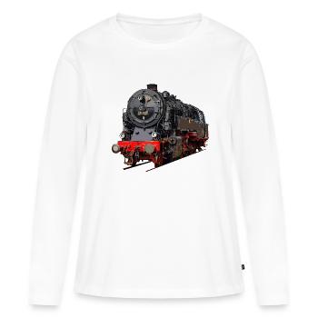 Dampflok 95 027 - Frauen Premium Bio Langarmshirt - Weiß - Vorne - Julia (174cm)