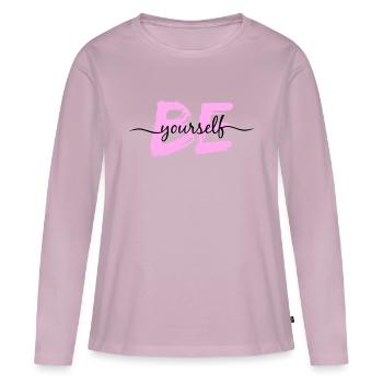 Soyez vous-même ! - T-shirt manches longues Premium bio Femme - rose poudré - Devant - Julia (174cm)