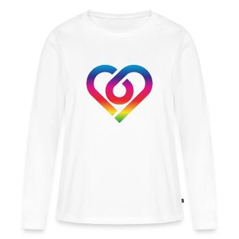 Cœur arc-en-ciel Homosexualité Amour LGBT - T-shirt manches longues Premium bio Femme - blanc - Devant - Julia (174cm)