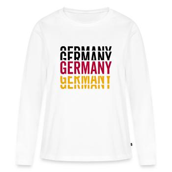 Allemagne Allemagne Lettrage Équipe nationale - T-shirt manches longues Premium bio Femme - blanc - Devant - Julia (174cm)