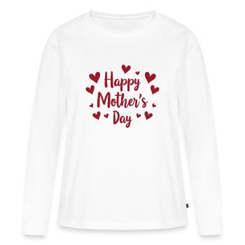 Salutations chaleureuses pour la fête des mères - T-shirt manches longues Premium bio Femme - blanc - Devant - Julia (174cm)