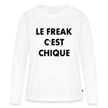 le freak c'est chique - T-shirt manches longues Premium bio Femme - blanc - Devant - Julia (174cm)