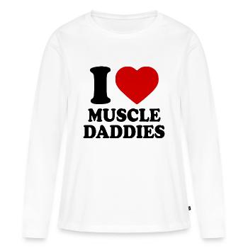 I love muscle daddies - Frauen Premium Bio Langarmshirt - Weiß - Vorne - Julia (174cm)