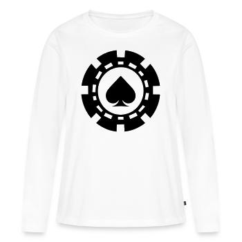 Jeton de poker - T-shirt manches longues Premium bio Femme - blanc - Devant - Julia (174cm)
