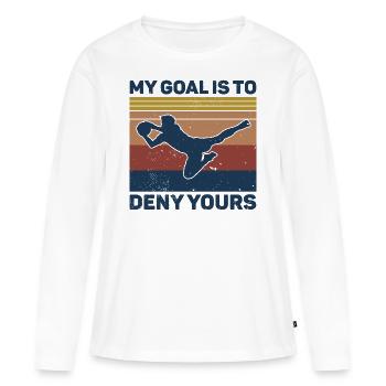 Mon but est de refuser le vôtre gardien de but de football - T-shirt manches longues Premium bio Femme - blanc - Devant - Julia (174cm)
