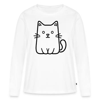 chaton - T-shirt manches longues Premium bio Femme - blanc - Devant - Julia (174cm)
