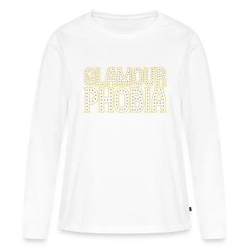 Couleurs changeables | Glamourphobia Glamour Phobie - T-shirt manches longues Premium bio Femme - blanc - Devant - Julia (174cm)
