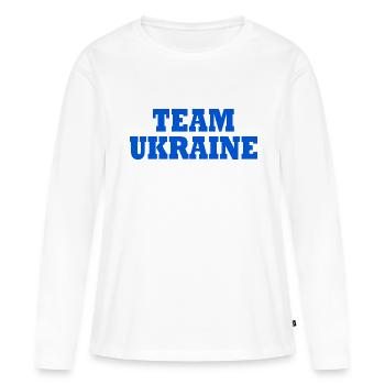 Ukraine - T-shirt manches longues Premium bio Femme - blanc - Devant - Julia (174cm)