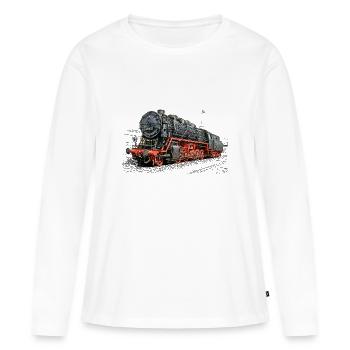 Locomotive à vapeur 43001 - T-shirt manches longues Premium bio Femme - blanc - Devant - Julia (174cm)