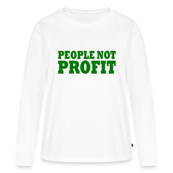 People not profit - T-shirt manches longues Premium bio Femme - blanc - Devant - Julia (174cm)