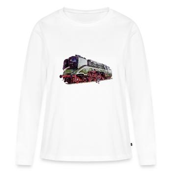 Dampflok 18 201 - Frauen Premium Bio Langarmshirt - Weiß - Vorne - Julia (174cm)