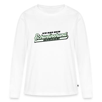 Farben änderbar | Schweinehund gefressen | mollig - Frauen Premium Bio Langarmshirt - Weiß - Vorne - Julia (174cm)