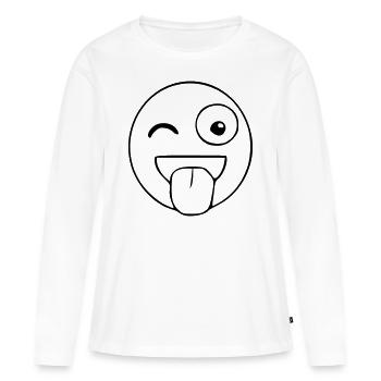 Emoji cheeky sketch black - Women's Premium Organic Long Sleeve Shirt - white - Front - Julia (174cm)