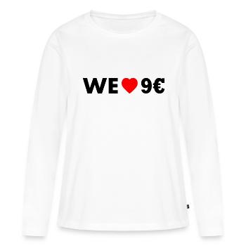 9 euro ticket - Frauen Premium Bio Langarmshirt - Weiß - Vorne - Julia (174cm)