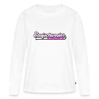 Farben änderbar | Saufschwester Saufen Sis - Frauen Premium Bio Langarmshirt - Weiß - Vorne - Julia (174cm)