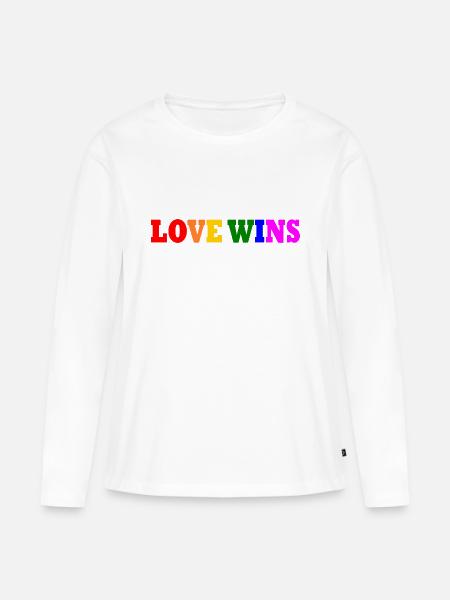 Love wins - Frauen Premium Bio Langarmshirt - Weiß