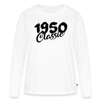1950 Anniversaire 1950 né en 1950 Vintage - T-shirt manches longues Premium bio Femme - blanc - Devant - Julia (174cm)