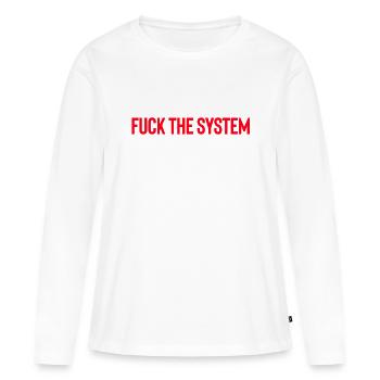 Fuck the system rot - Systemkritik Shirt - T-shirt manches longues Premium bio Femme - blanc - Devant - Julia (174cm)