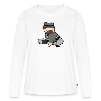 Chien Bulldogge Mops chien policier commissaire cadeau - T-shirt manches longues Premium bio Femme - blanc - Devant - Julia (174cm)