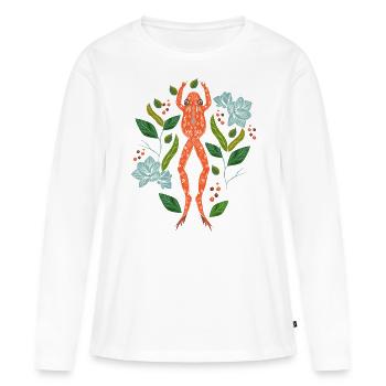 Orange frog floral - Women's Premium Organic Long Sleeve Shirt - white - Front - Julia (174cm)