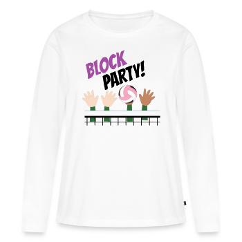 Block party volley-ball sport d'équipe - T-shirt manches longues Premium bio Femme - blanc - Devant - Julia (174cm)