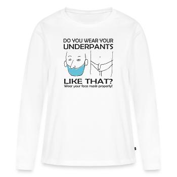 Drôle de rengaine de Corona - T-shirt manches longues Premium bio Femme - blanc - Devant - Julia (174cm)