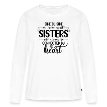 Côte à côte ou à des kilomètres côte à côte ou à des kilomètres de distance Si - T-shirt manches longues Premium bio Femme - blanc - Devant - Julia (174cm)