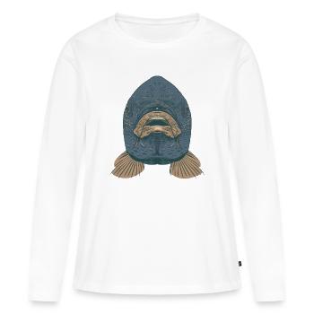 Carpes poisson bouche tête face - T-shirt manches longues Premium bio Femme - blanc - Devant - Julia (174cm)