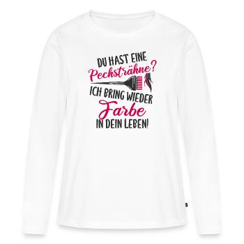 Coiffeuse drôle coiffeur sort de la malchance - T-shirt manches longues Premium bio Femme - blanc - Devant - Julia (174cm)