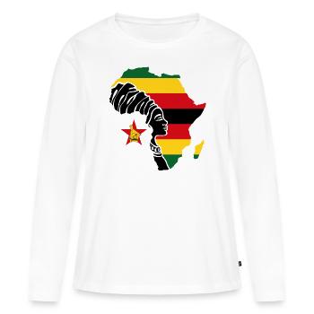 Zimbabwe Zim Simbabwe Afrika Flagge Black Heritage - Frauen Premium Bio Langarmshirt - Weiß - Vorne - Julia (174cm)