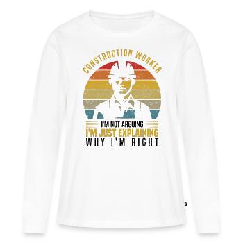 Ouvrier du bâtiment - T-shirt manches longues Premium bio Femme - blanc - Devant - Julia (174cm)