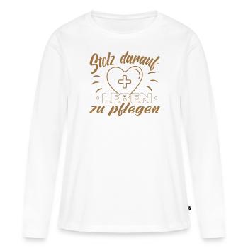 Altenpfleger Altenpflege Pfleger Vater Pflege - Frauen Premium Bio Langarmshirt - Weiß - Vorne - Julia (174cm)