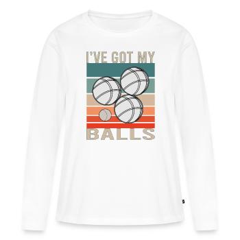 Boccia Boule Pétanque Pétanque Sports Jeu de Balle - T-shirt manches longues Premium bio Femme - blanc - Devant - Julia (174cm)