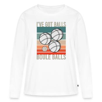 Boccia Boule Pétanque Pétanque Sports Jeu de Balle - T-shirt manches longues Premium bio Femme - blanc - Devant - Julia (174cm)