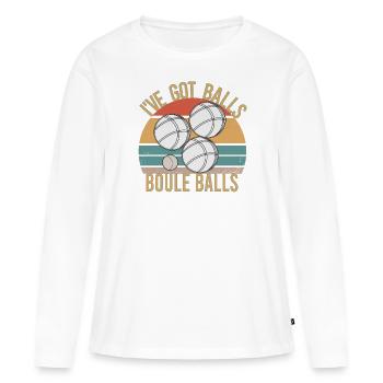 Boccia Boule Pétanque Pétanque Sports Jeu de Balle - T-shirt manches longues Premium bio Femme - blanc - Devant - Julia (174cm)