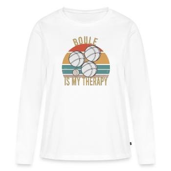 Boule Boccia Balle Sports Jeu de Boules de Pétanque - T-shirt manches longues Premium bio Femme - blanc - Devant - Julia (174cm)