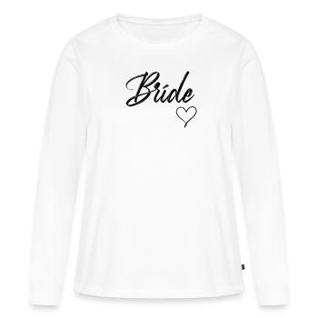 Weiße Braut mit Herz für - Frauen Premium Bio Langarmshirt - Weiß - Vorne - Julia (174cm)