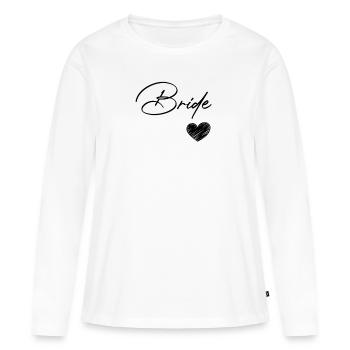 lettrage « Bride », - T-shirt manches longues Premium bio Femme - blanc - Devant - Julia (174cm)