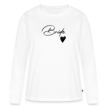 Lettrage de mariée mignonne - T-shirt manches longues Premium bio Femme - blanc - Devant - Julia (174cm)