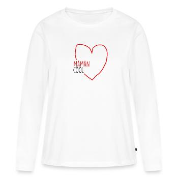 maman cool - T-shirt manches longues Premium bio Femme - blanc - Devant - Julia (174cm)