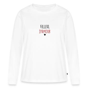 filleul d amour - T-shirt manches longues Premium bio Femme - blanc - Devant - Julia (174cm)