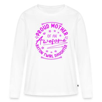 Bâton Twirling Maman De Génial Baton Fille Twirl - T-shirt manches longues Premium bio Femme - blanc - Devant - Julia (174cm)
