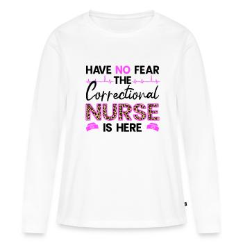Infirmière correctionnelle N’ayez pas peur Infirmière - T-shirt manches longues Premium bio Femme - blanc - Devant - Julia (174cm)