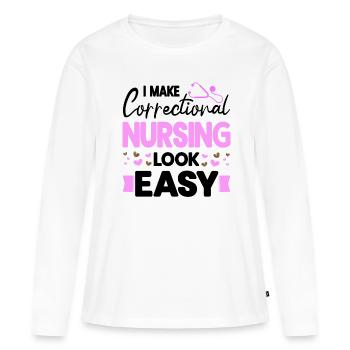 Infirmière correctionnelle s’occupant des détenus Infirmière Épouse - T-shirt manches longues Premium bio Femme - blanc - Devant - Julia (174cm)