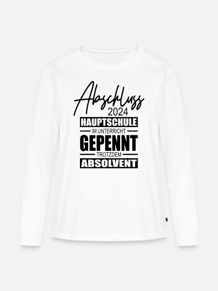 Abschluss 2024 Hauptschule - Frauen Premium Bio Langarmshirt - Weiß