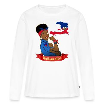 Haïti Fille Forte Courageuse Femme Haïtienne Fière - T-shirt manches longues Premium bio Femme - blanc - Devant - Julia (174cm)